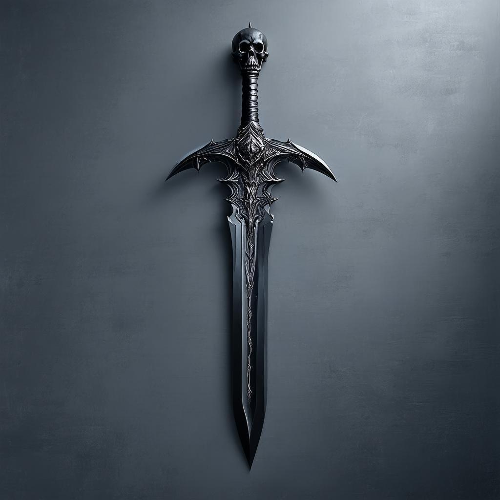 Black Sword With Ornate Skull Handle