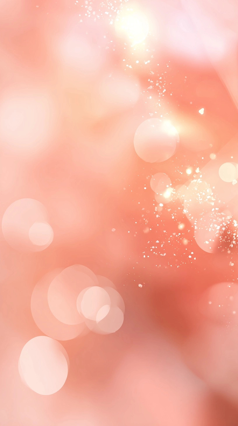 Warm apricot to light pink gradient background, soft focus light flare