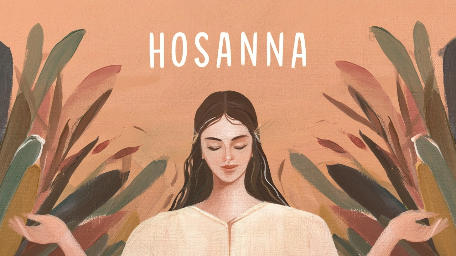 Soft Folk Acrylic text: "HOSANNA" Style & Brushstrokes: Rounded