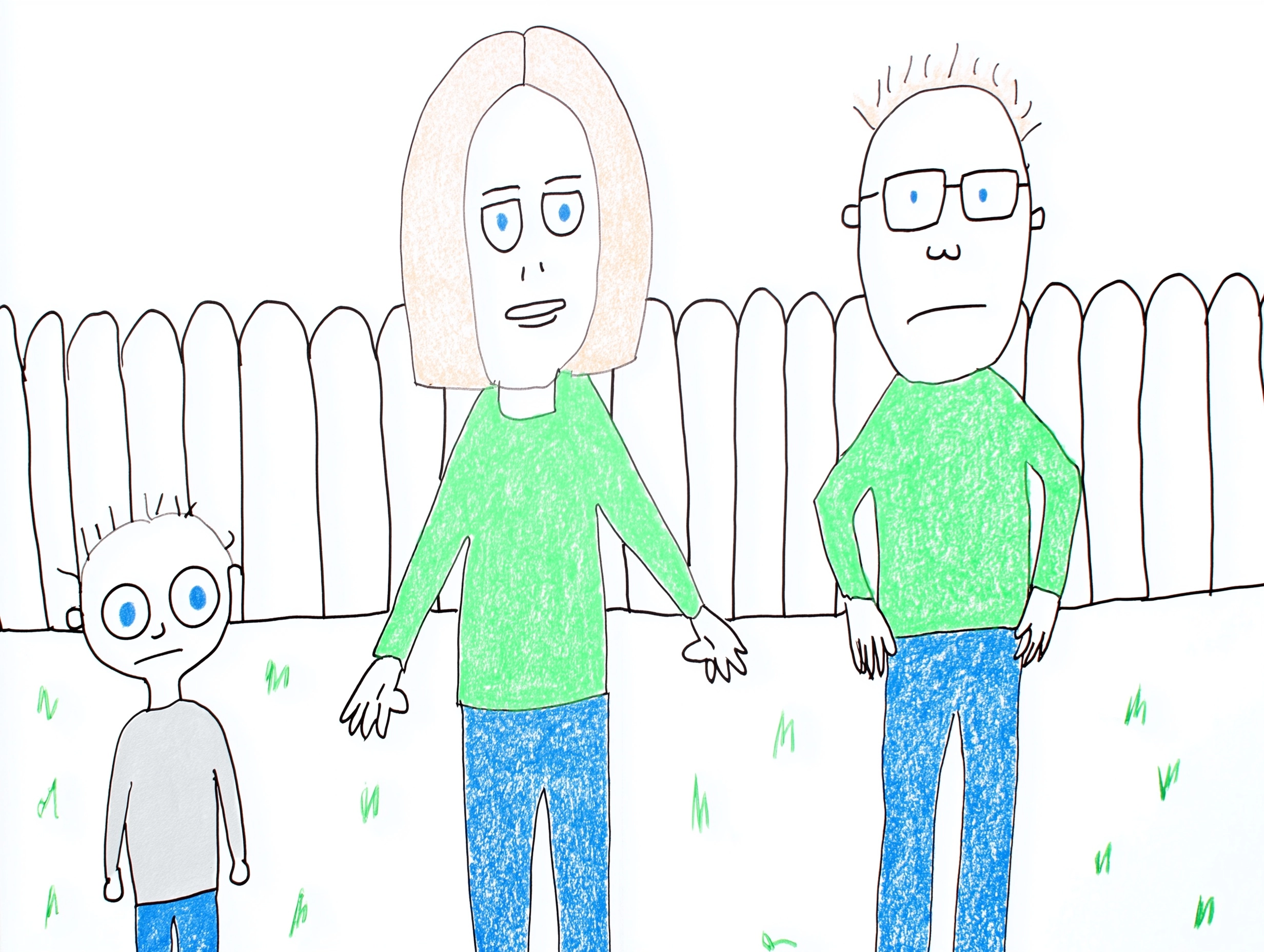 A girl and a mom holding hands inside a wooden fence