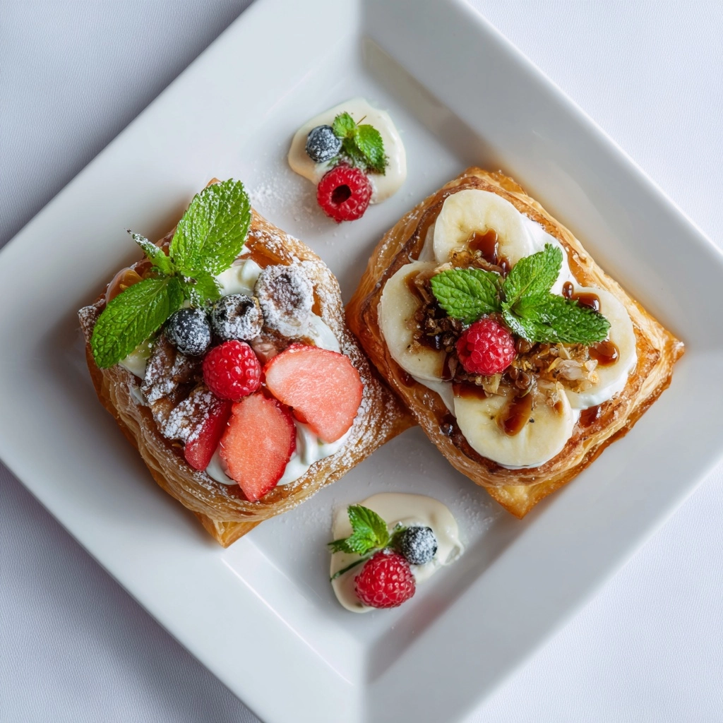 A studio photograph of two beautiful, appetizing, and airy Berlin-style puff pastries with various t