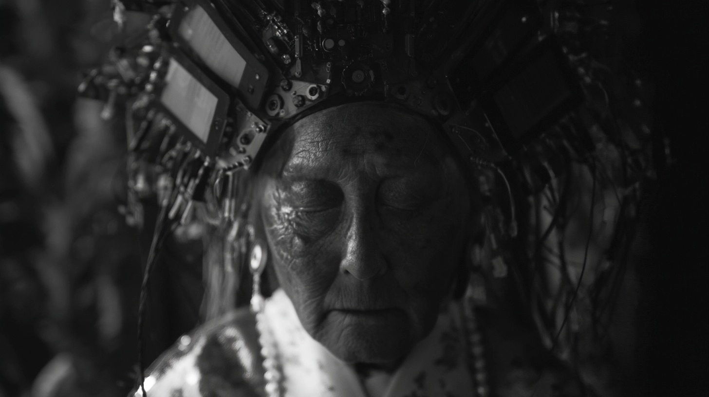 Frontal portrait of a old woman in traditional dress
