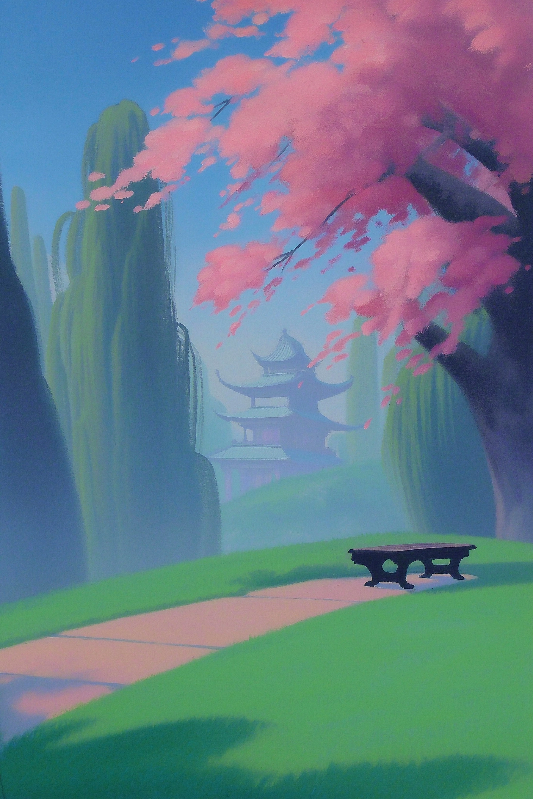 Illustrated background depicting the tang dynasty in china