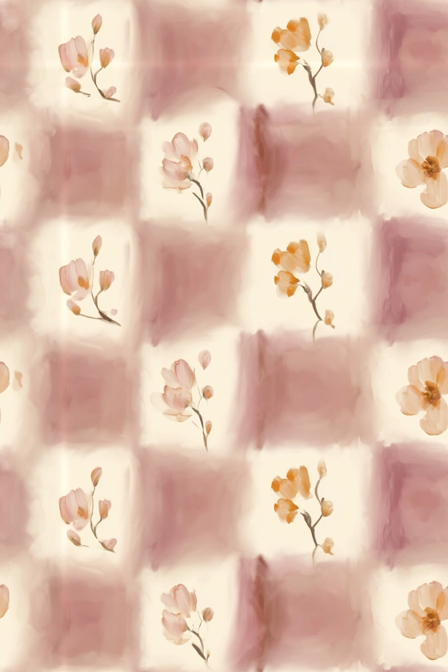 Marbled checkered base in soft ivory and dusty rose