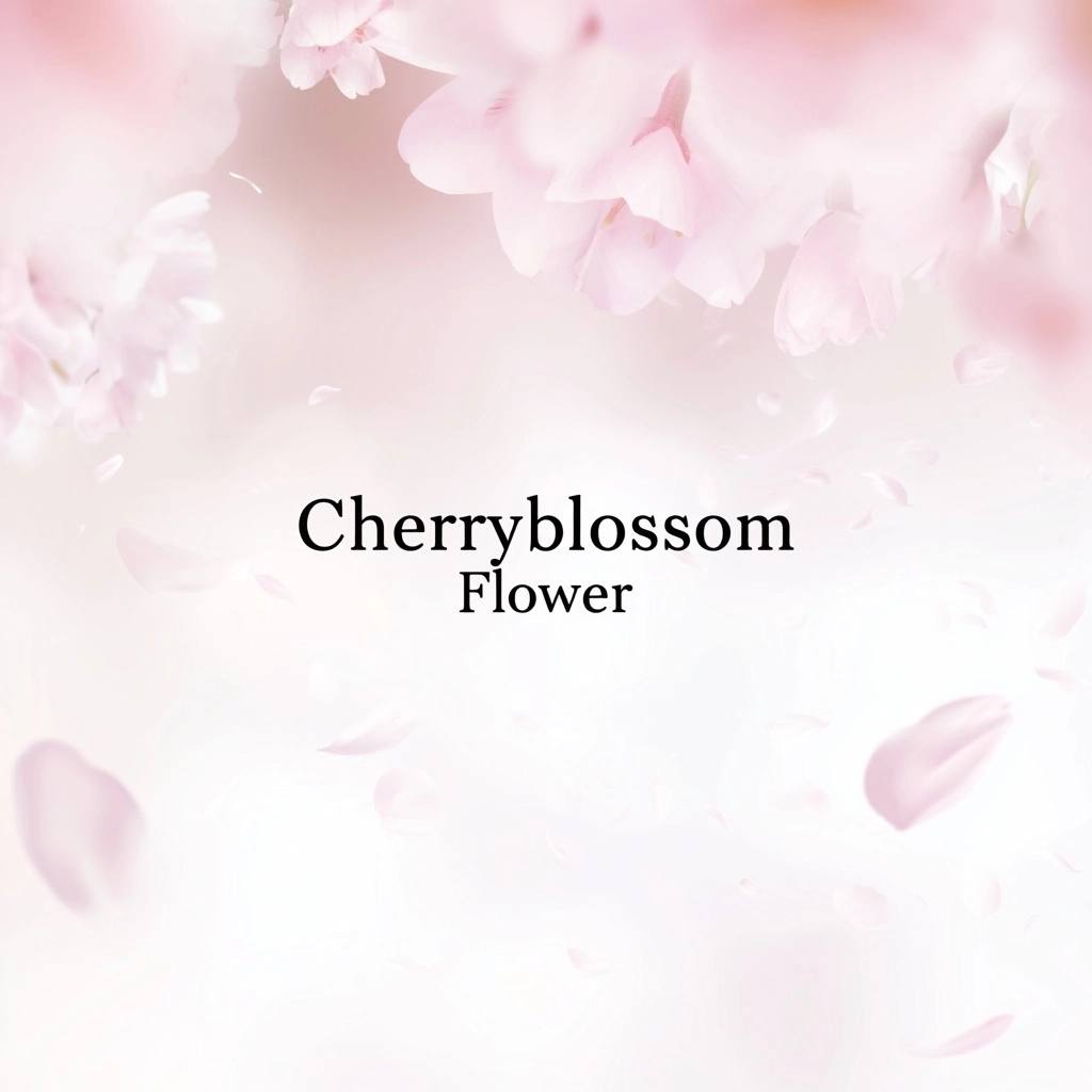 Premium cherry blossom poster, soft pink and white palette, falling sakura petals
