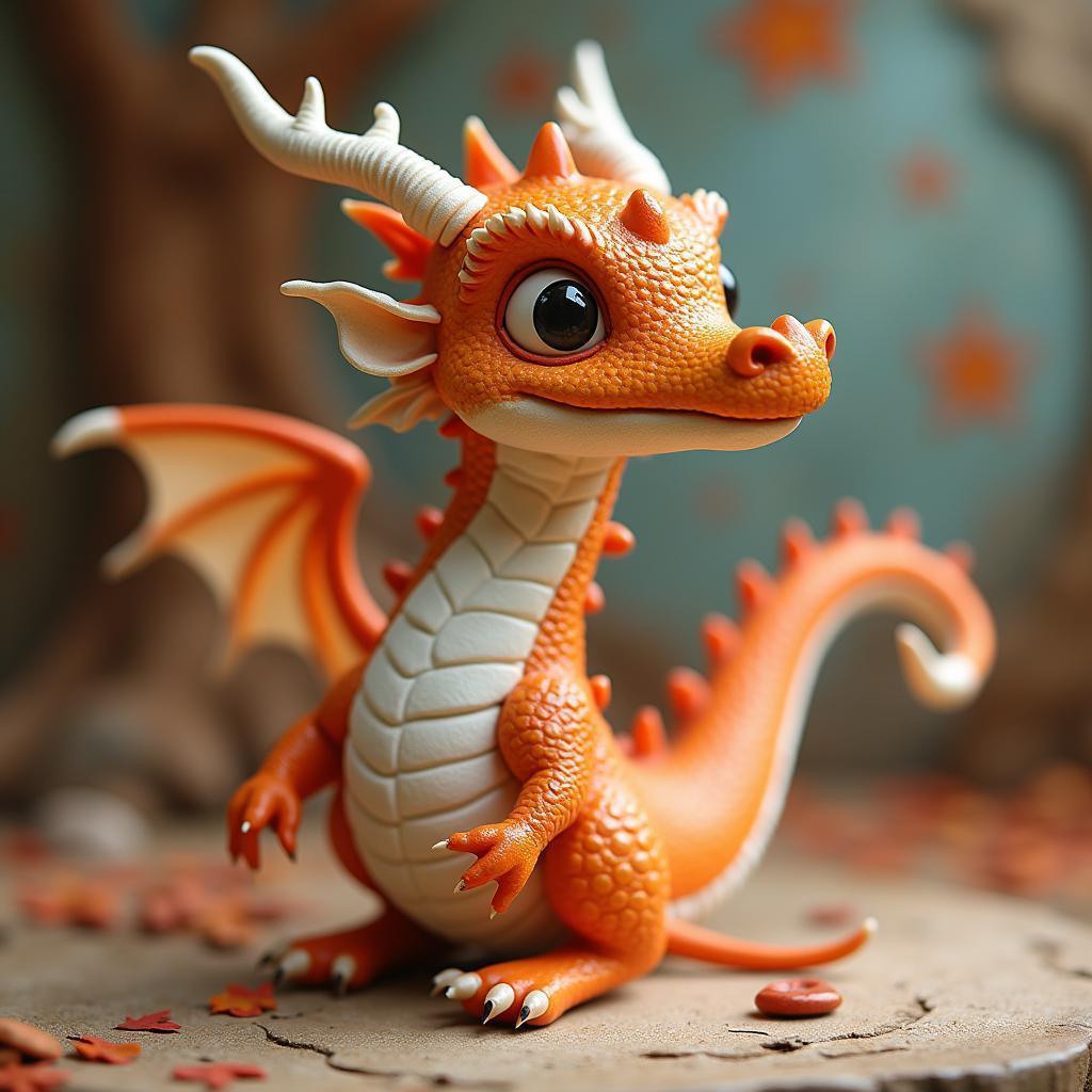 Clay Dragon Shimmering in Stop Motion Light