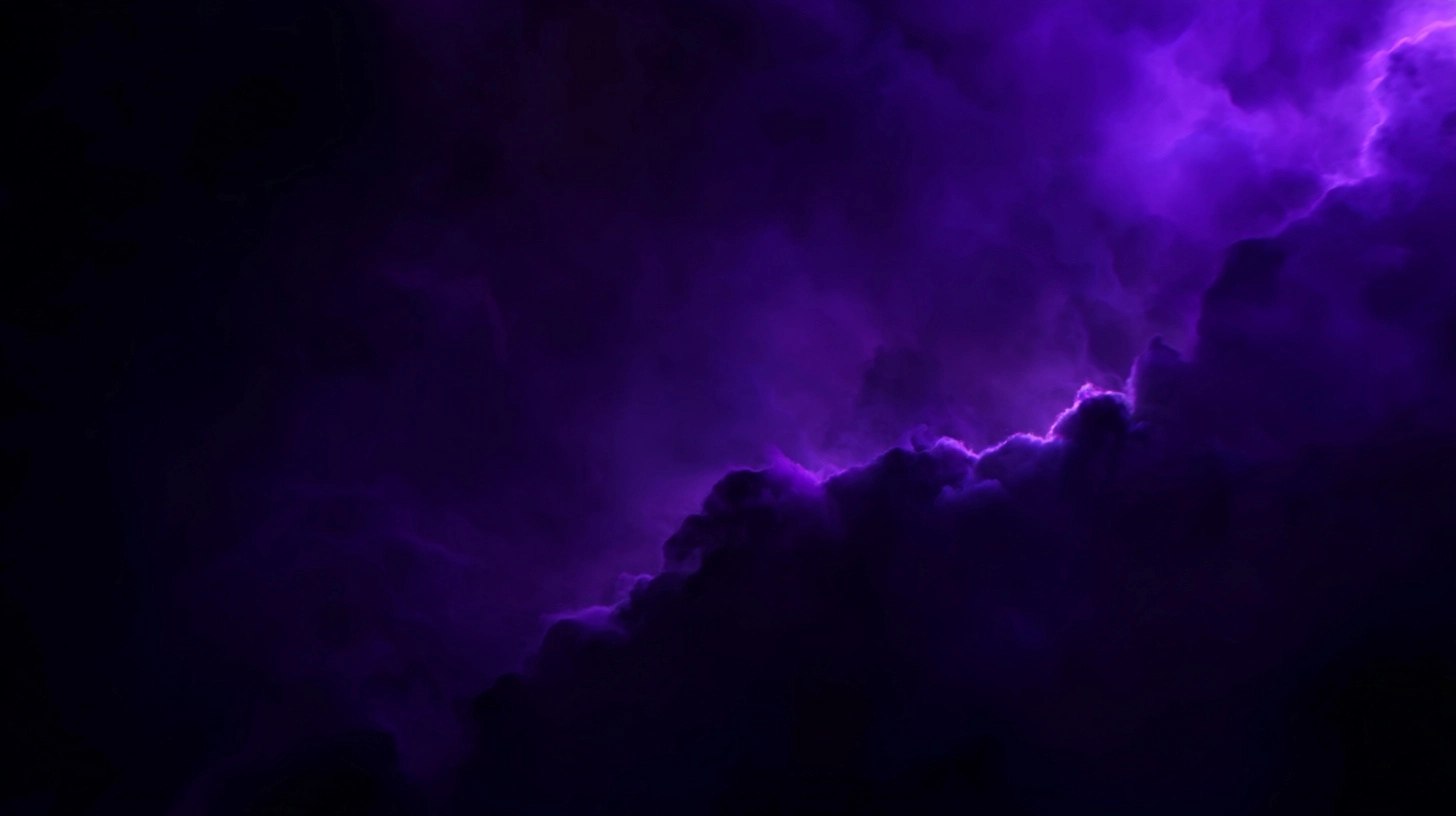 Vast dark purple nebula drifting in deep space, layered cosmic dust creating profound depth