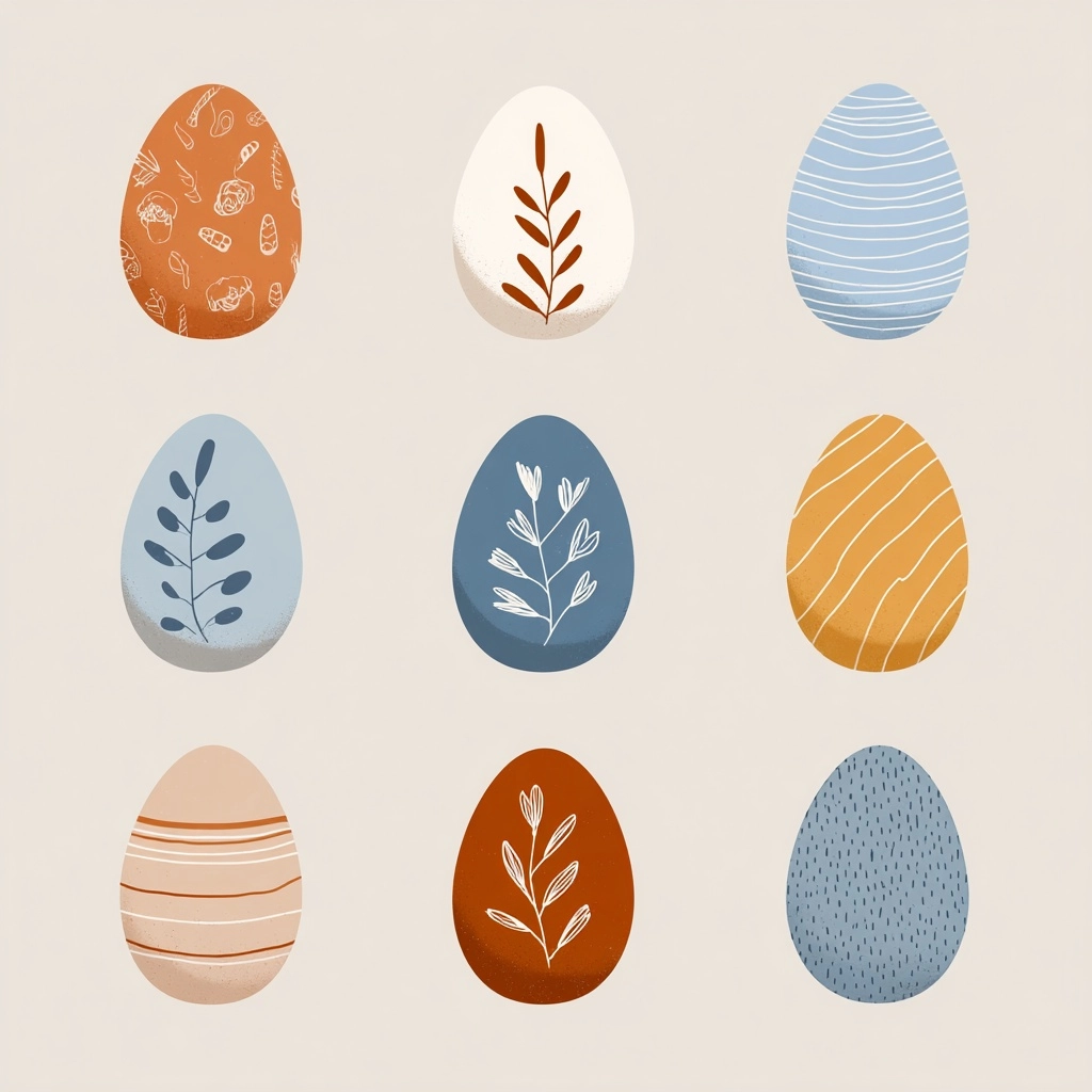 Vector illustration set of stylized Easter eggs, line art