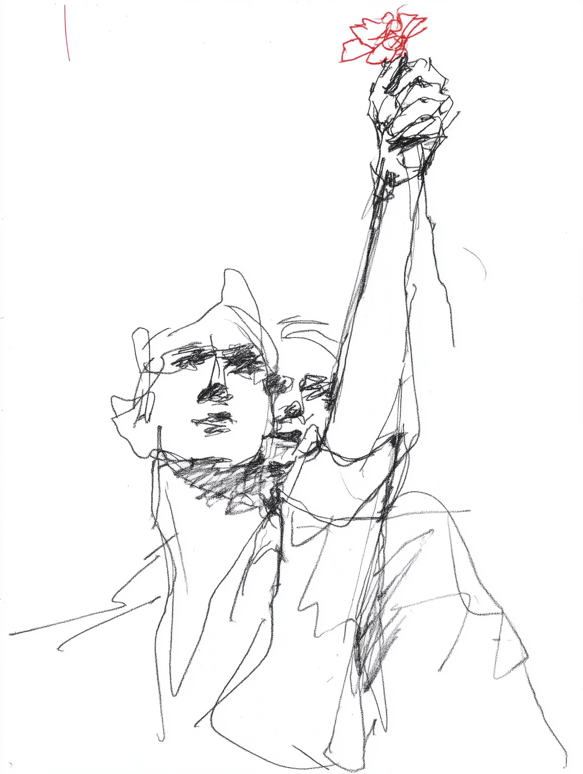 A modern, contemporary image in shades of red, conveying a concept of freedom revolution