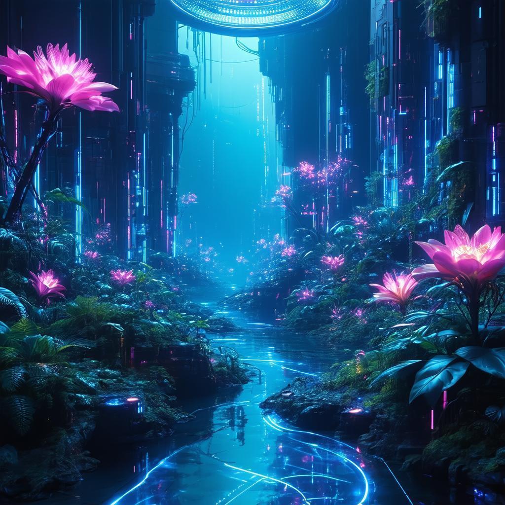 Glowing Circuits in a Neonpunk Abyss