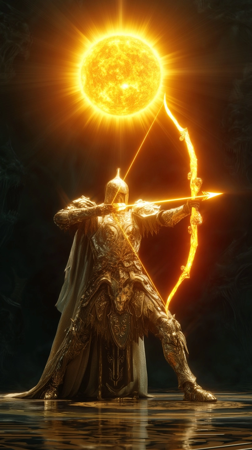 .a super high resolution, photorealistic picture of a heroic human paladin in all golden armor and a