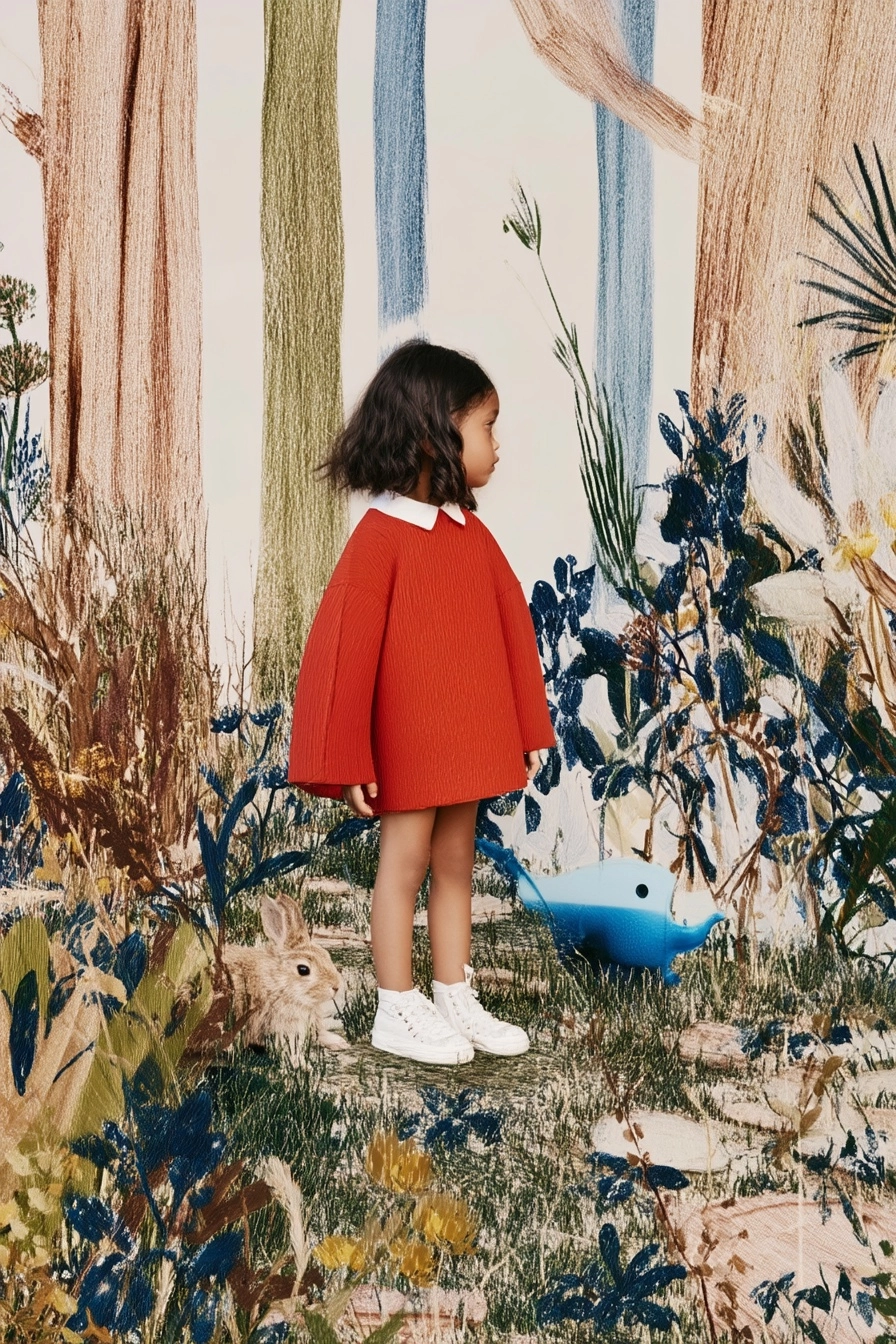 A litte girl with a cute animal