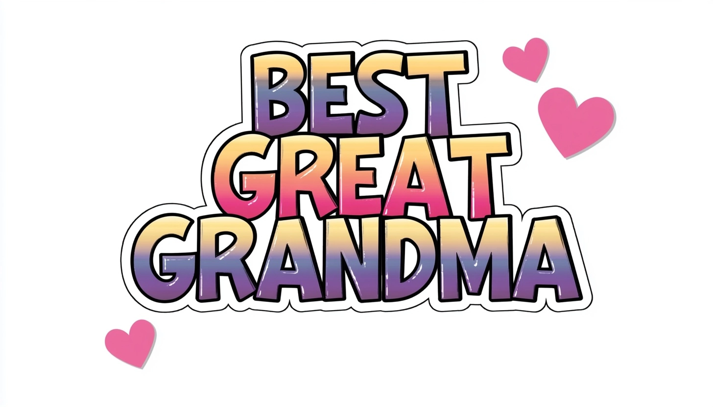 "BEST GREAT GRANDMA" large style bubble font text only isolated on a white background
