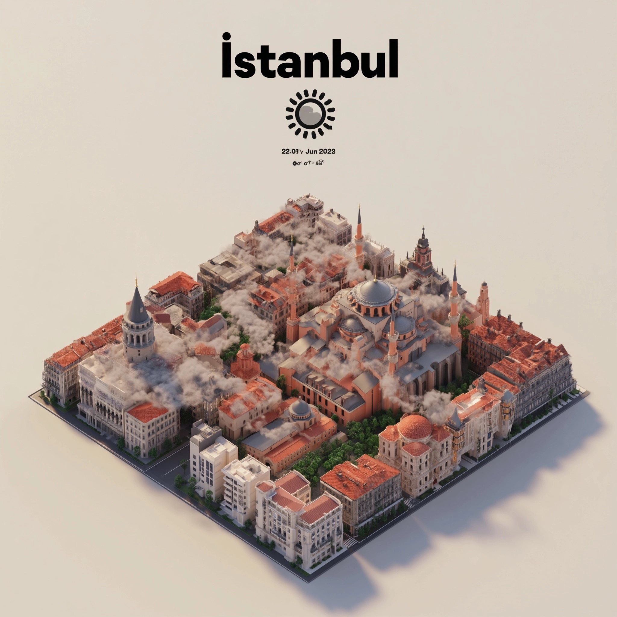CITY=istanbul,TURKEY Present a clear, 45° top-down isometric miniature 3D cartoon scene of Salamanca