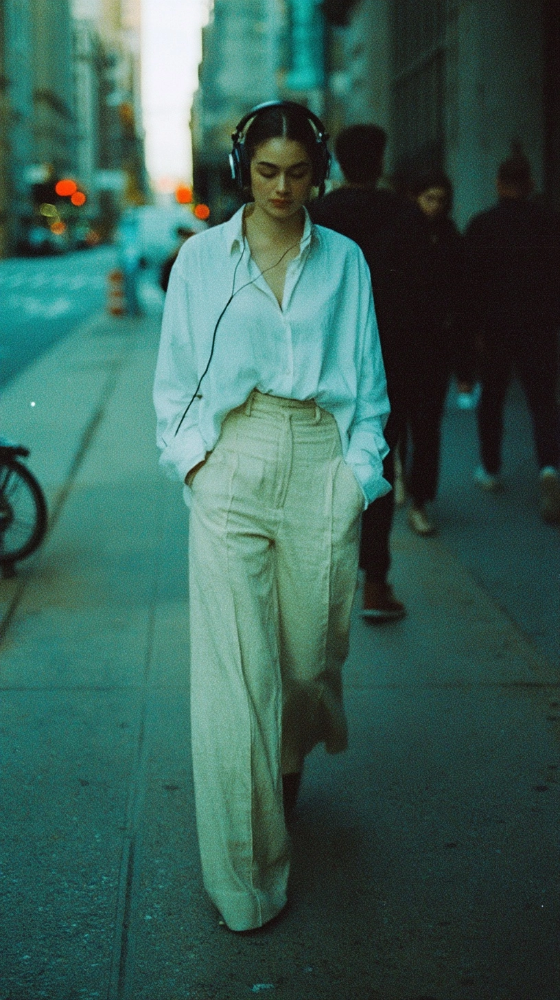 A young woman in a minimalist look