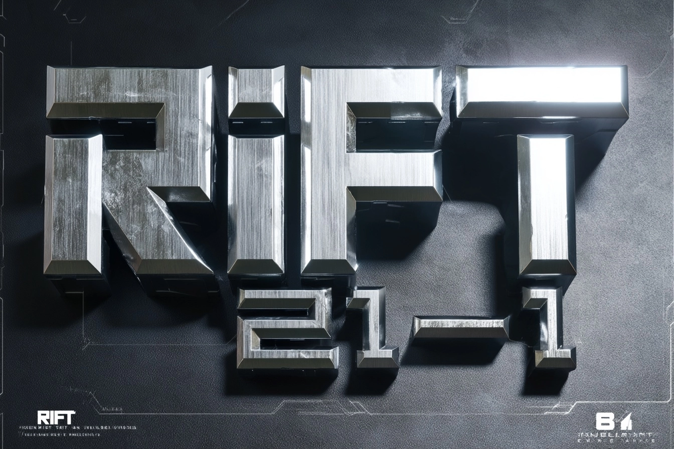 Main Text: The word "RIFT" is rendered in a powerful, heavy