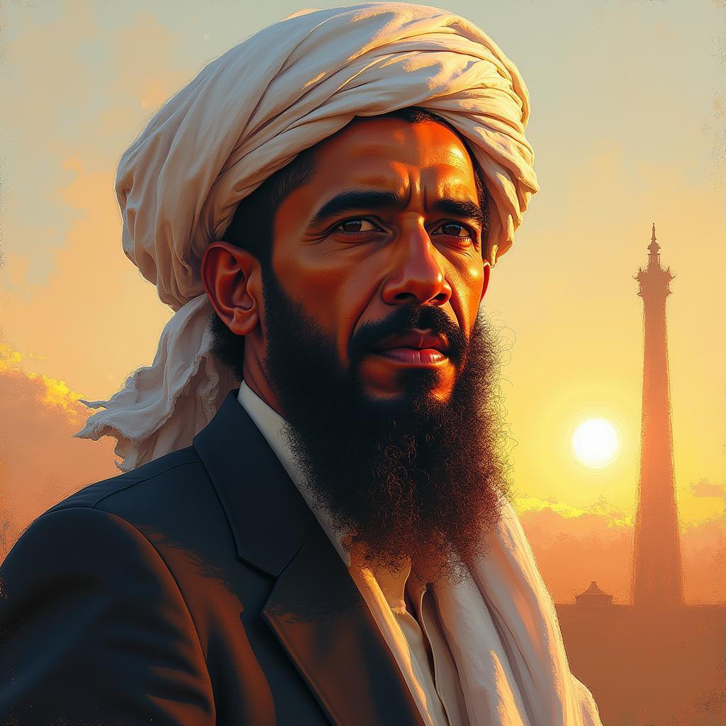 Impressionist Golden Hour Fusion of Two Faces