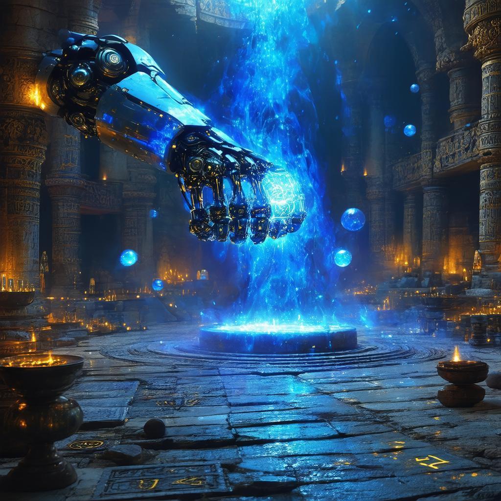 Runic Robotic Arm Performs Ancient Alchemy Ritual