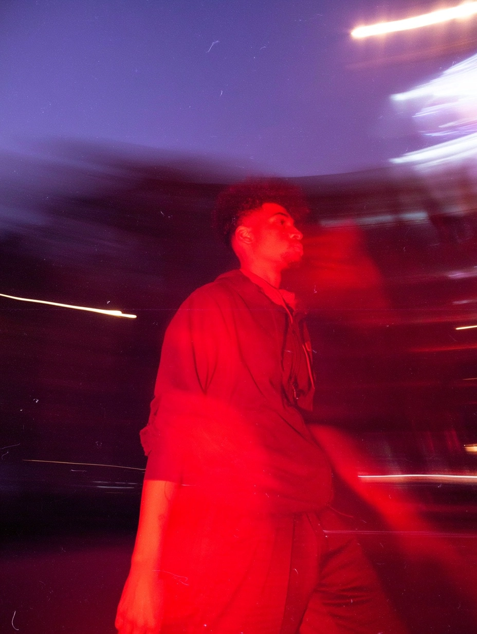 A clean cover page poster. Motion. Blurry. Long exposure feeling / directional motion blur Speed ben