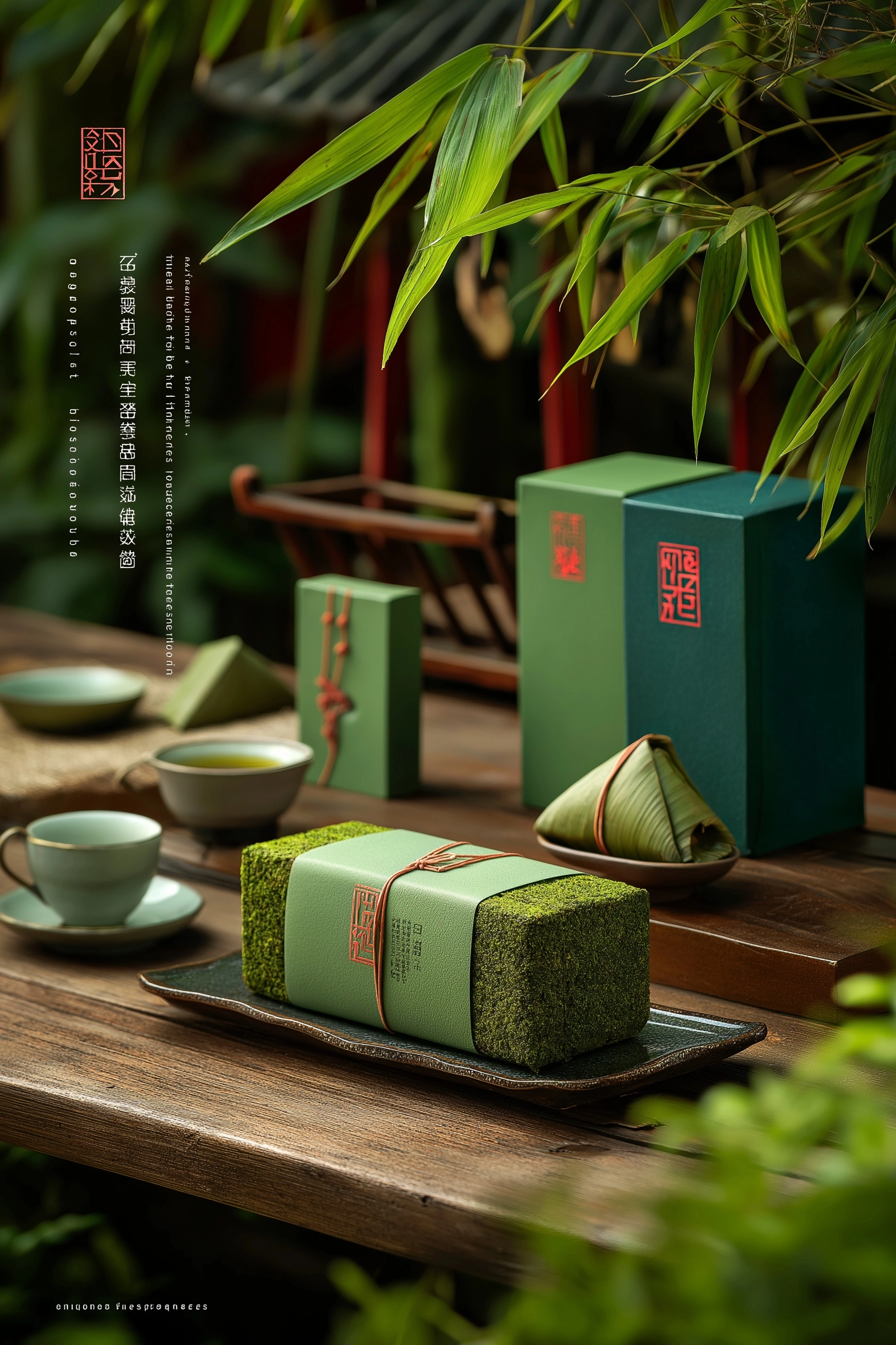 Zongzi Gift Box Packaging in a Bamboo Grove