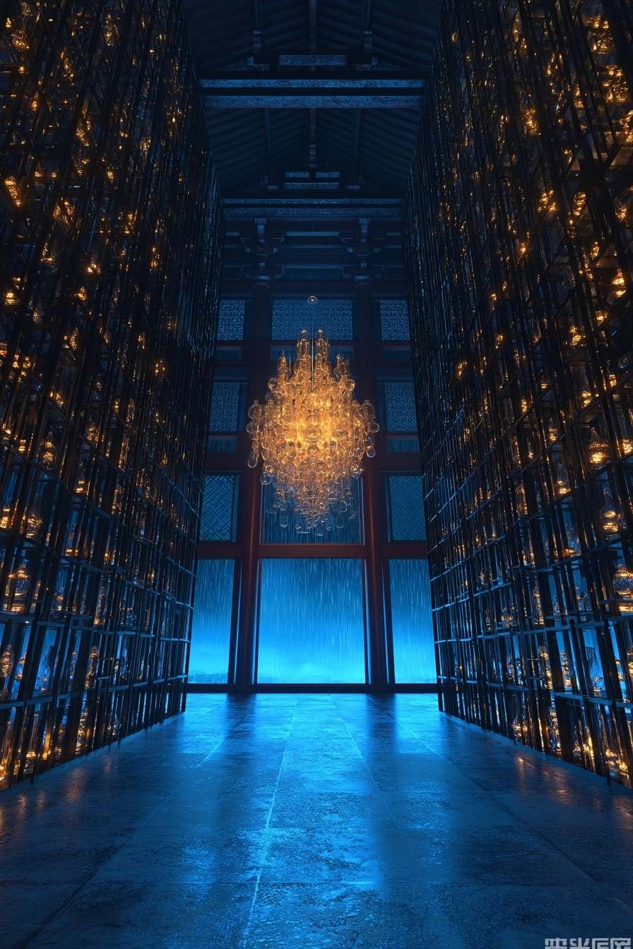 Tang Dynasty Pavilion Hall with Glass Lamps