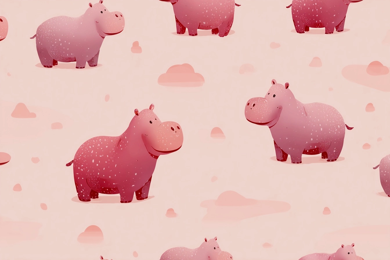 Pattern, vector, flat, PINK HIPPOS