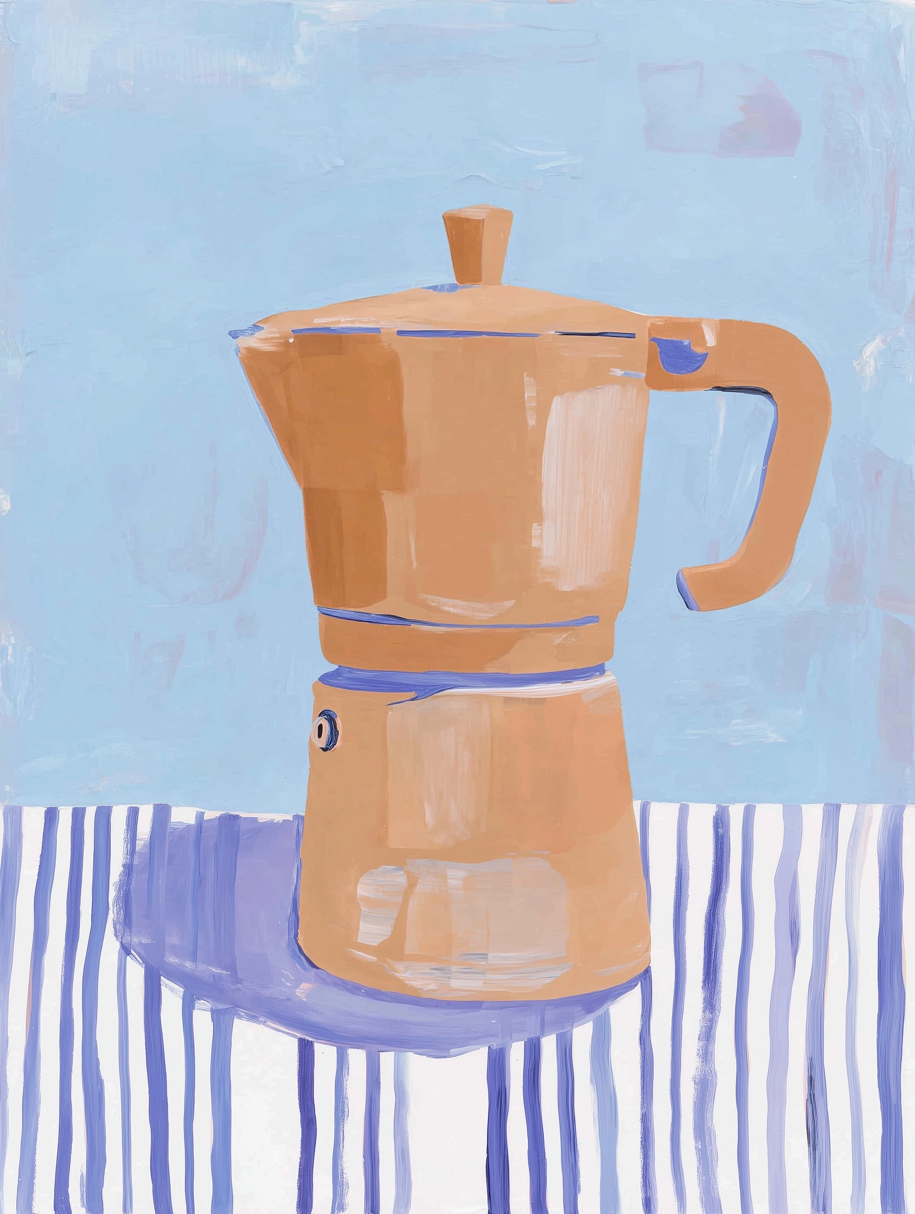 Espresso pot on striped background