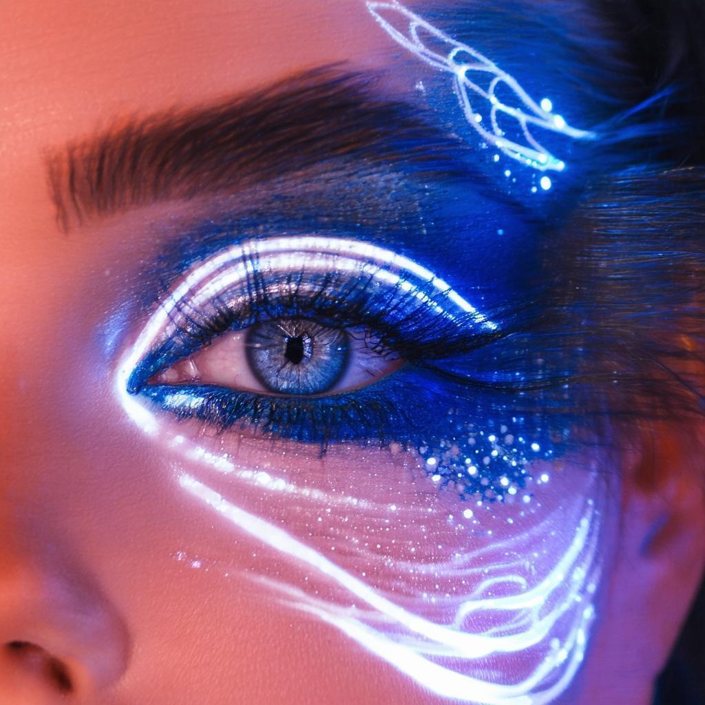 Neon Makeup Eye With Cyber Textured Iris