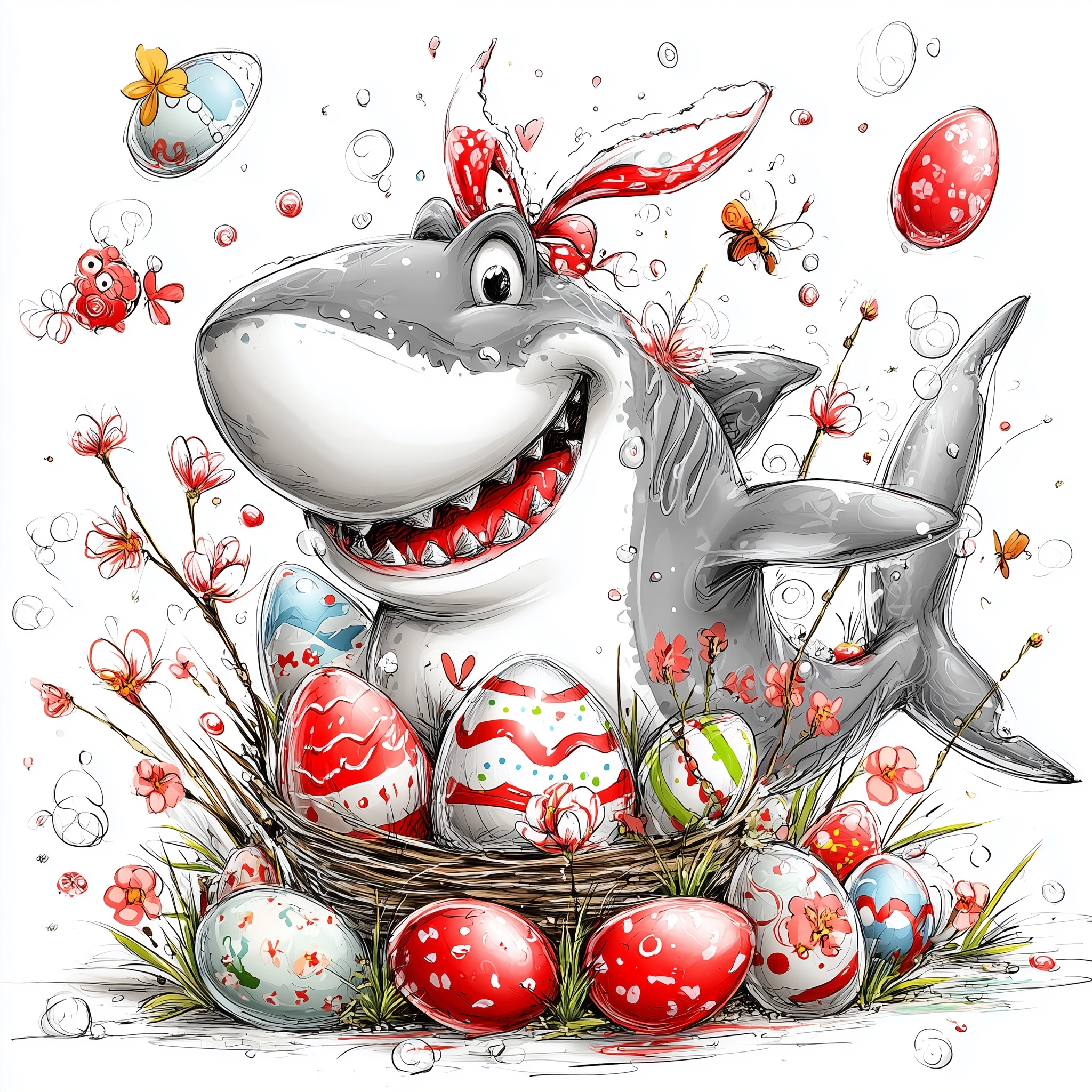 Shark with easter eggs