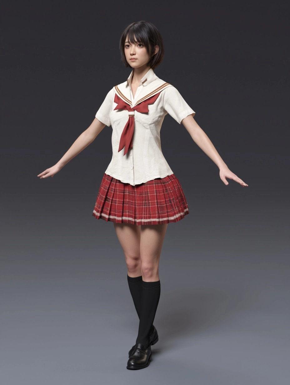 A 24 years old lady, 165cm height, in t-pose