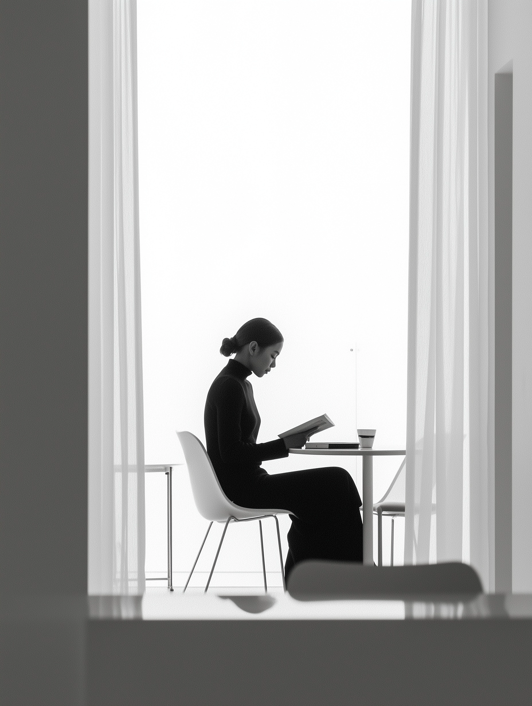 A quiet, introspective scene of a person beginning to look inward