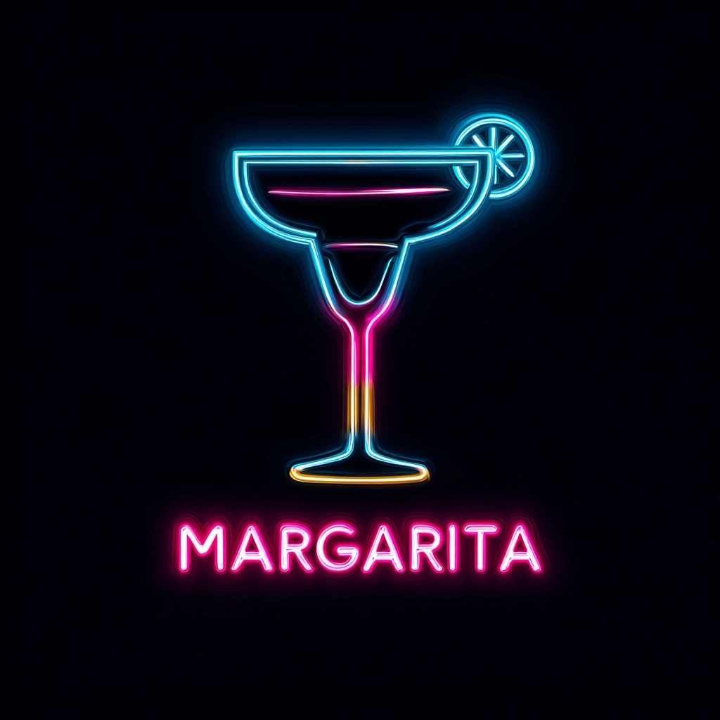 Margarita cocktail néon coloré, logo