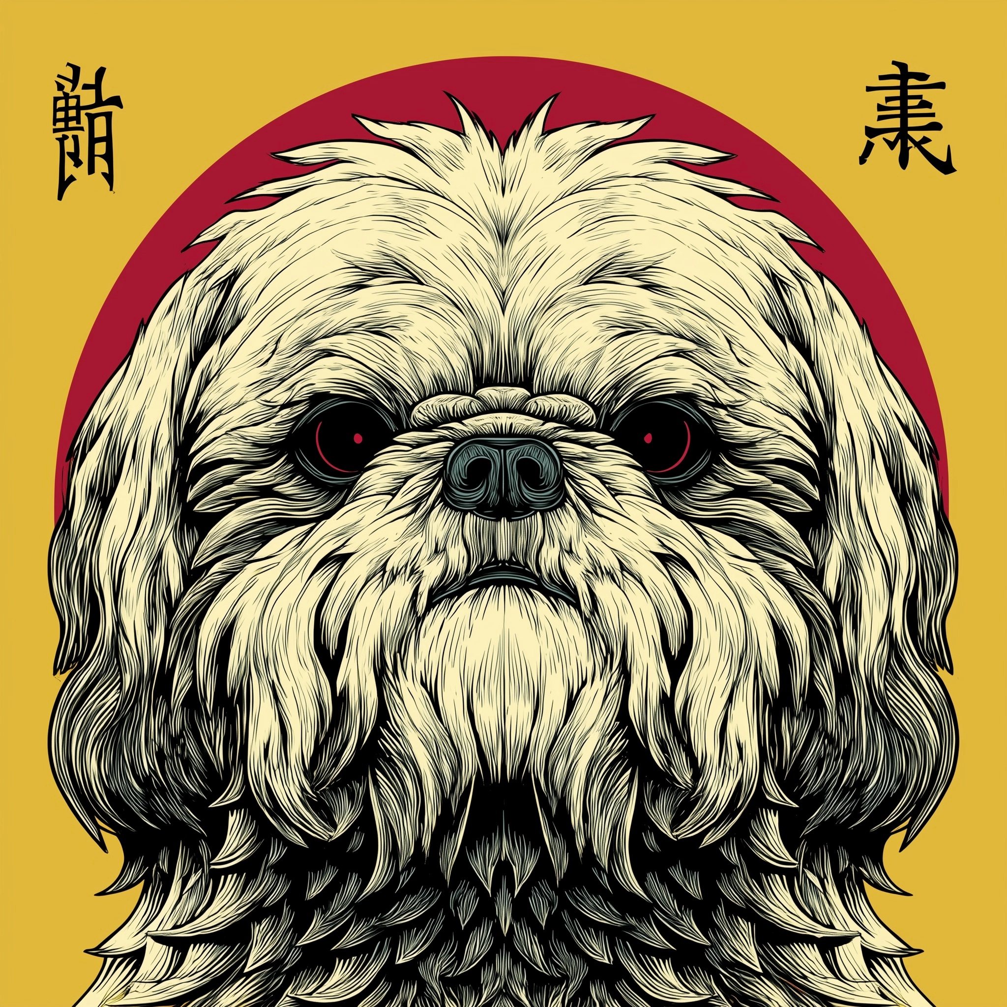 Japanese horror shih tzu dog vector