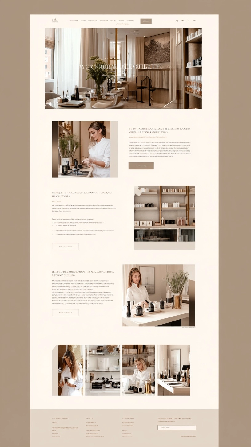 Website for an aesthtic clinic, beige colors