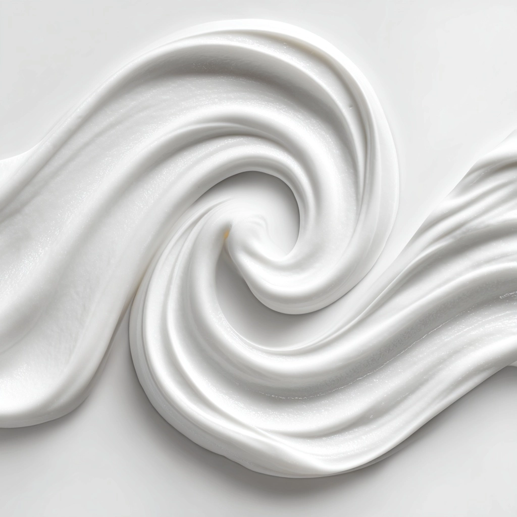 A stream of sinous yogurt with rich and thick texture on isolated background