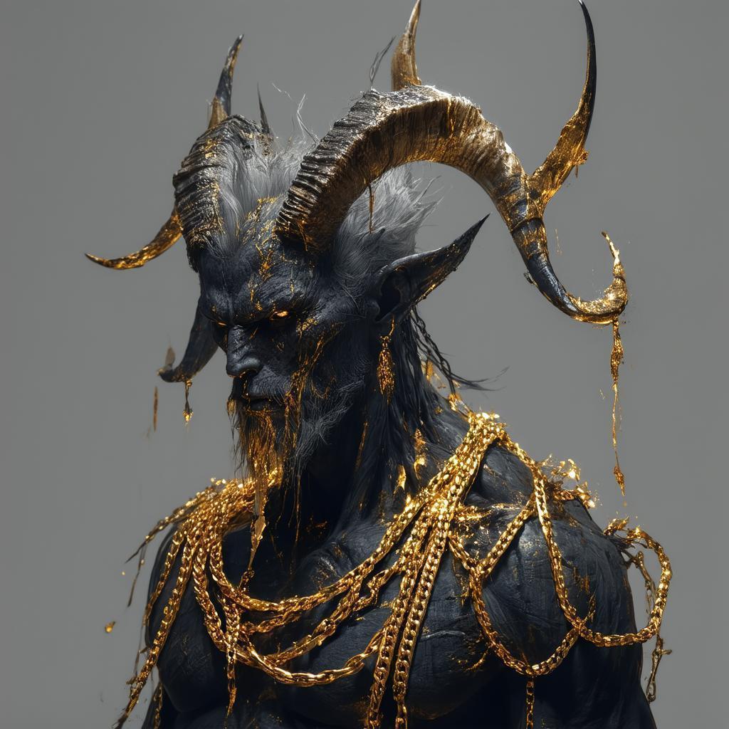 Ashen Demon Bound in Intricate Golden Chains