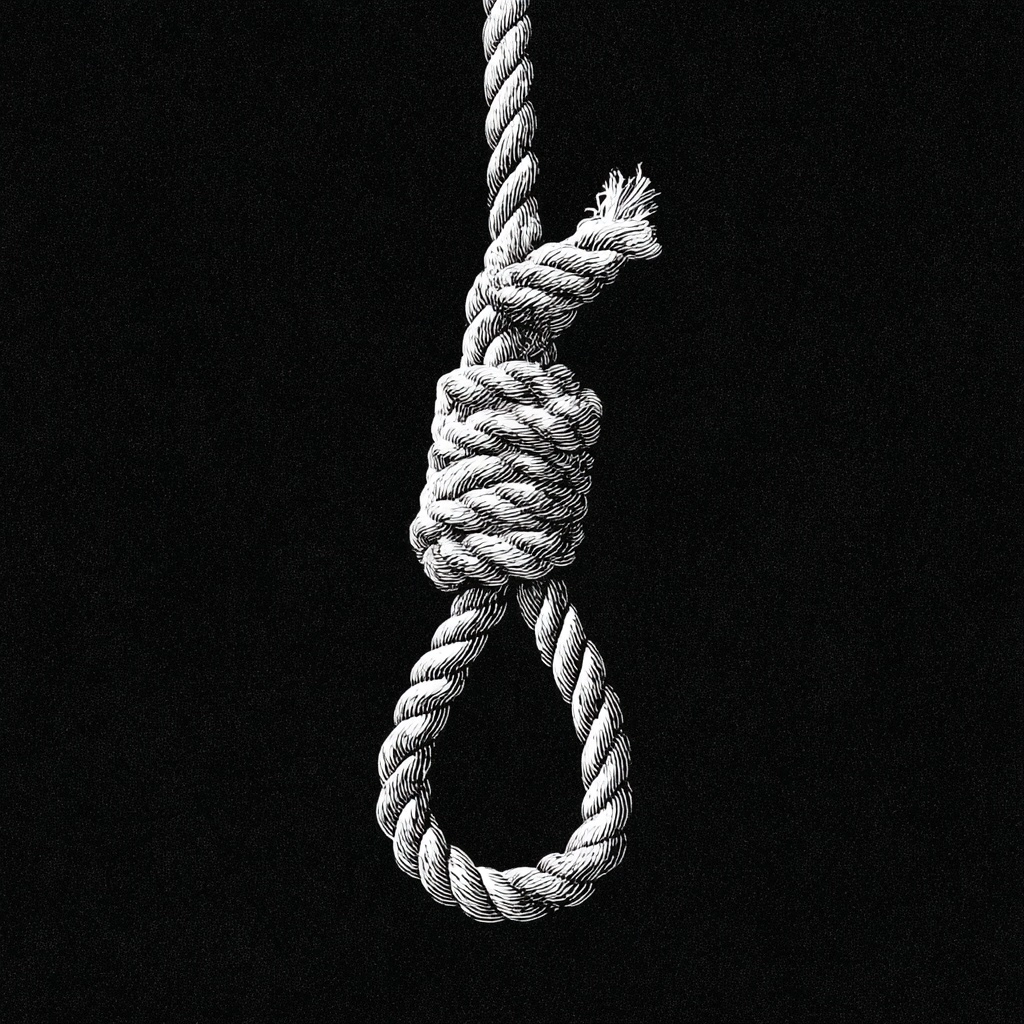 Black and white logo of a noose rope