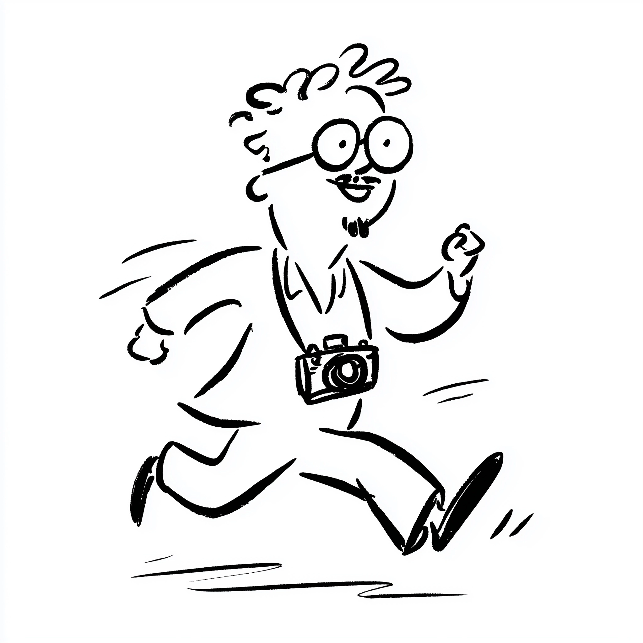Simple bold black and white rough cartoon illustration