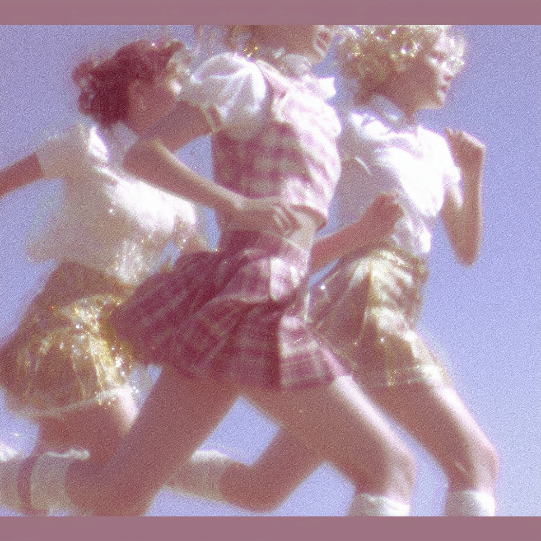 High school girls running. a lighthearted youth.