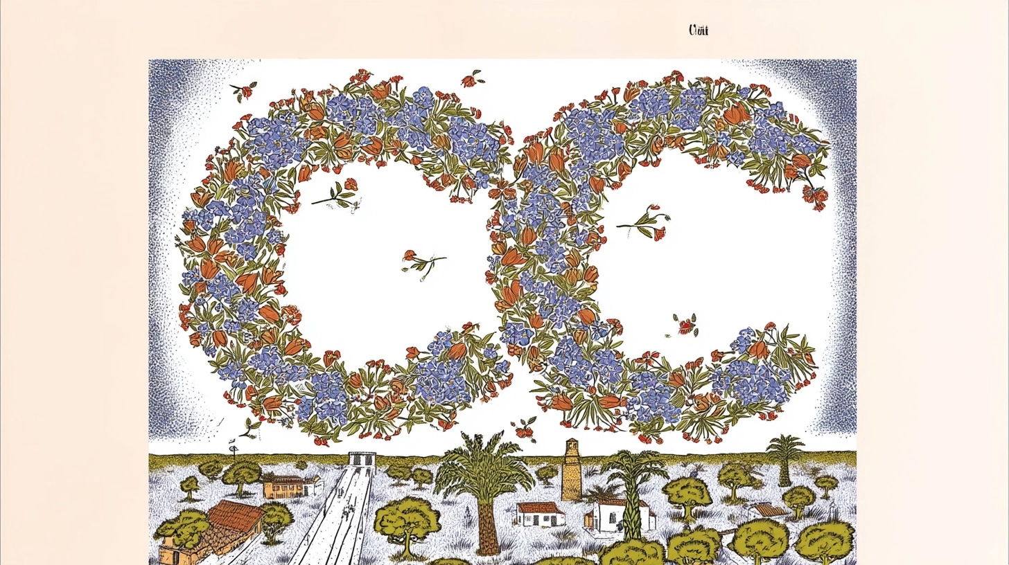 The three English letters "C" formed by flowers