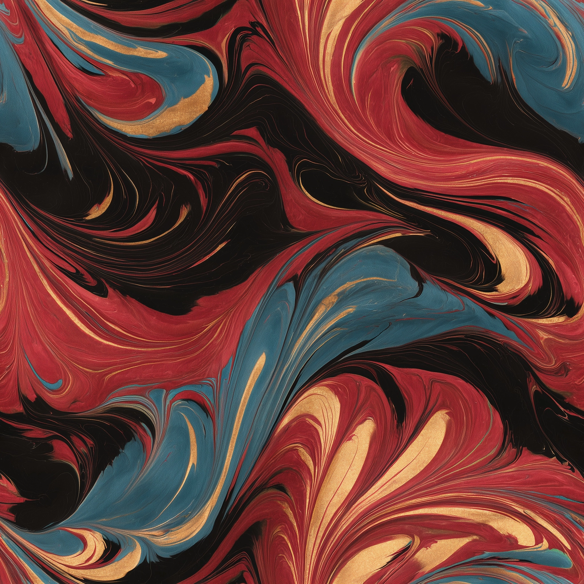 Abstract ebru marbling texture, ink on water surface, fluid sinuous bands