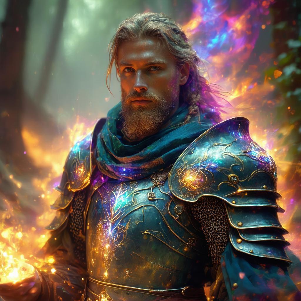 Nordic Monk in Glowing Byzantine Enchanted Armor