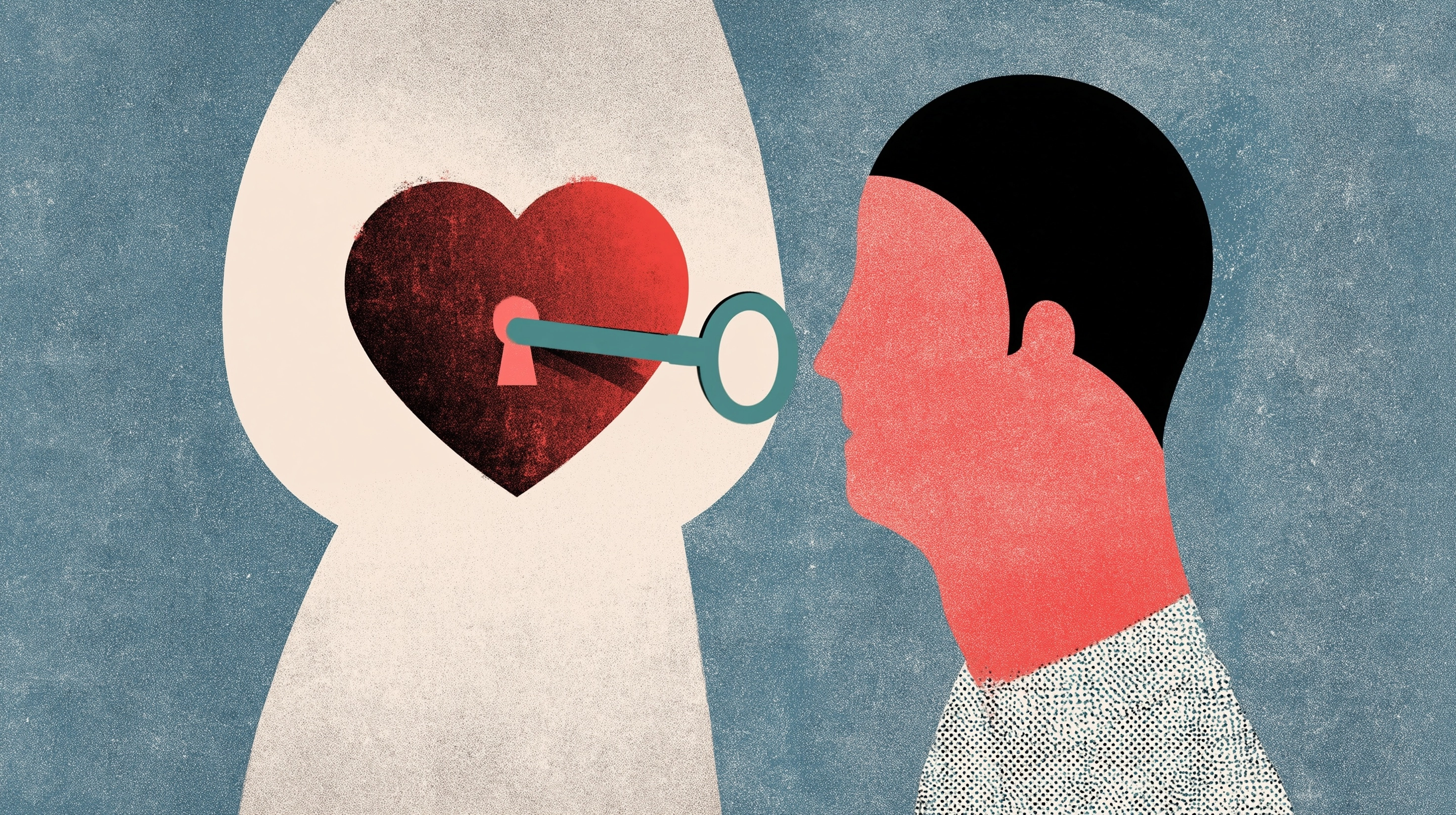Abstract concept of unlocked heart, love and self-freedom