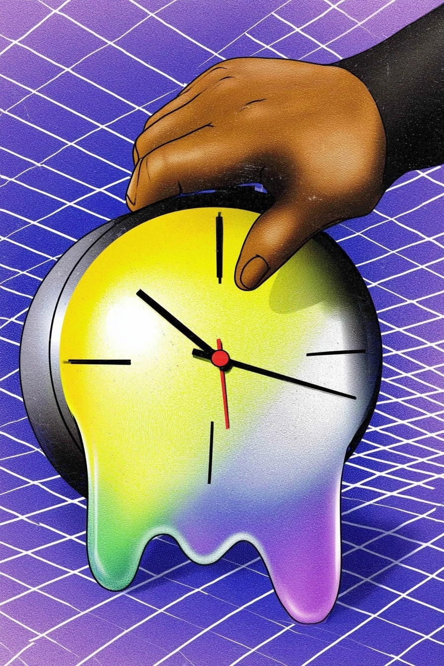 Digital artwork depicting melting time