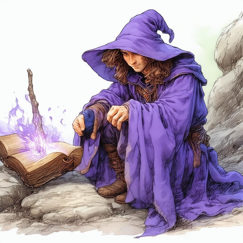 Lightfoot Halfling Wizard in Purple Manga Robes