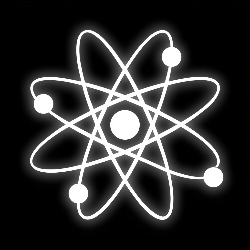 3A sci-fi game icon, black and white minimalism style, pure black background