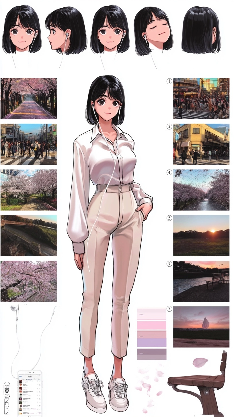 Music Video Character Sheet, Japanese Spring
