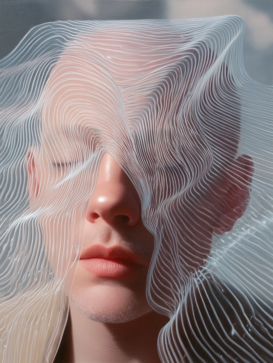 SURREAL PLASTIC PORTRAIT OF A MANS FACE