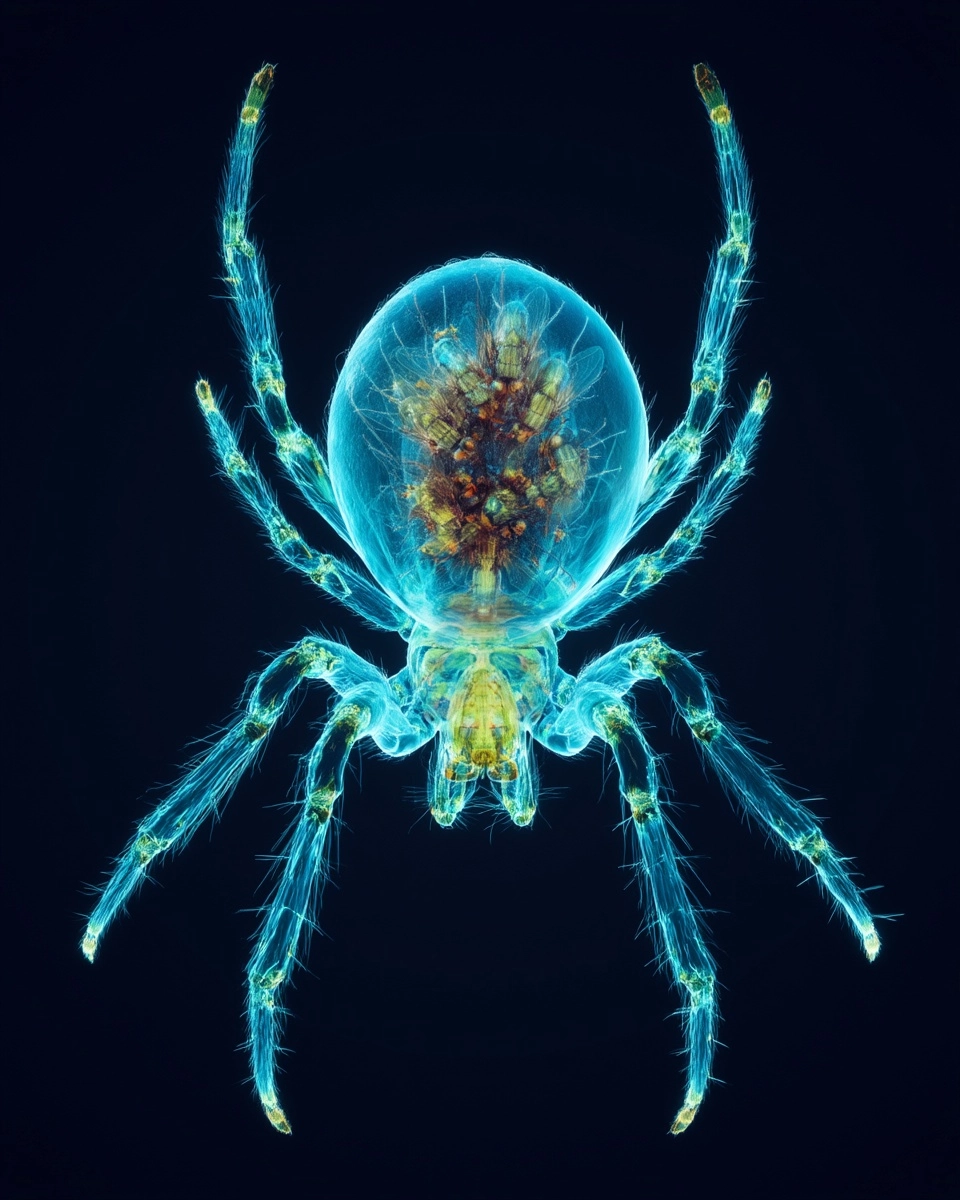 Vibrant x-ray vision of flies inside a spider