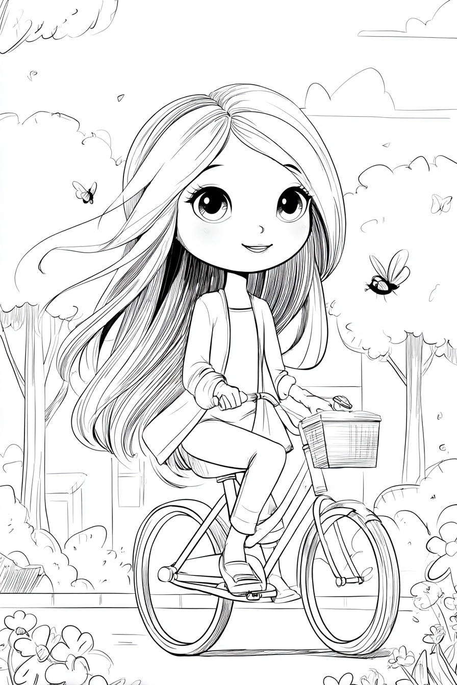 Black and white coloring page for kids, clean vector line art, no shading, no gray